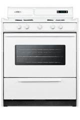 30" Wide Gas Range in White with Open Burners, Oven Window, High Backguard, and Spark Ignition