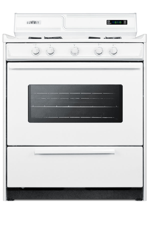 30" Wide Gas Range in White with Open Burners, Oven Window, High Backguard, and Spark Ignition