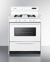 30" Wide Gas Range in White with Open Burners, Oven Window, High Backguard, and Spark Ignition