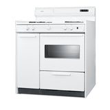 Accucold 36" Wide Gas Range in White with Open Burners, Storage Compartment, Oven Window, High Backguard, and Spark Ignition