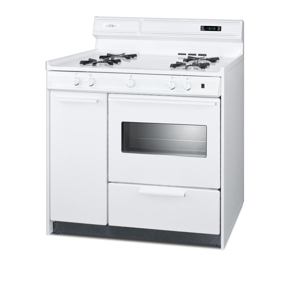 Accucold 36" Wide Gas Range in White with Open Burners, Storage Compartment, Oven Window, High Backguard, and Spark Ignition