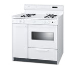 Accucold 36" Wide Gas Range in White with Open Burners, Storage Compartment, Oven Window, High Backguard, and Spark Ignition