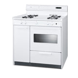 Accucold 36" Wide Gas Range in White with Open Burners, Storage Compartment, Oven Window, High Backguard, and Spark Ignition