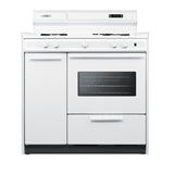 Accucold 36" Wide Gas Range in White with Open Burners, Storage Compartment, Oven Window, High Backguard, and Spark Ignition