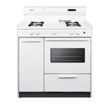 Accucold 36" Wide Gas Range in White with Open Burners, Storage Compartment, Oven Window, High Backguard, and Spark Ignition
