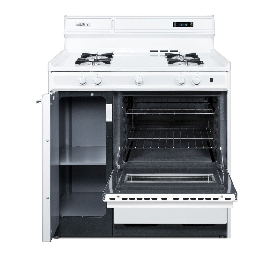 Accucold 36" Wide Gas Range in White with Open Burners, Storage Compartment, Oven Window, High Backguard, and Spark Ignition