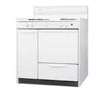 36" Wide Gas Range in White with Open Burners, Storage Compartment, and Spark Ignition - Angle