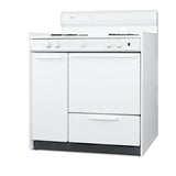 36" Wide Gas Range in White with Open Burners, Storage Compartment, and Spark Ignition - Angle