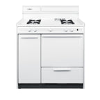 36" Wide Gas Range in White with Open Burners, Storage Compartment, and Battery-start Ignition