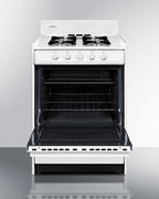 Accucold 24" Wide Gas Range in White with Open Burners and Battery-start Ignition