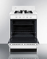 Accucold 24" Wide Gas Range in White with Open Burners and Battery-start Ignition
