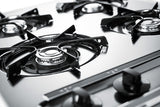 Accucold 24" Wide Open Burner Gas Cooktop in Brushed Chrome with Battery Start Ignition