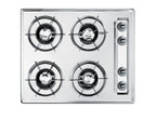 Accucold 24" Wide Open Burner Gas Cooktop in Brushed Chrome with Battery Start Ignition