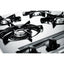 24" wide open burner gas cooktop in brushed chrome with spark ignition