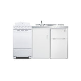 Accucold All-in-one combination kitchenette with refrigerator-freezer, sink, storage cabinet, and coil range (Model