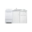 All-in-one combination kitchenette with refrigerator-freezer, sink, storage cabinet, and coil range