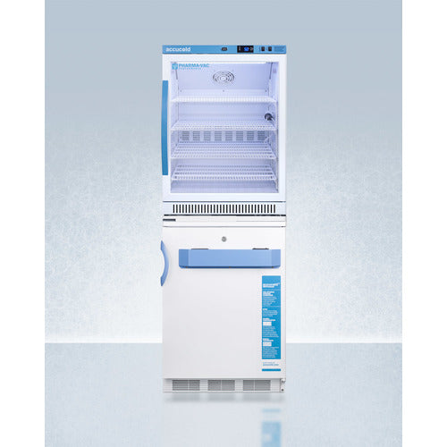 Stacked vaccine refrigerator-freezer combination