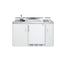 60" wide all-in-one kitchenette with 2-burner 115V smooth top cooktop, refrigerator-freezer, sink, and storage cabinet
