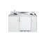 60" wide all-in-one kitchenette with 2-burner 115V coil cooktop, refrigerator-freezer, sink, and storage cabinet