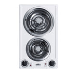 Accucold 115V 2-burner coil cooktop in white, made in the USA