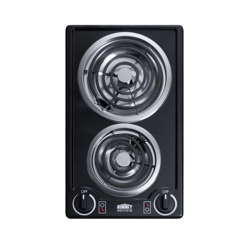 Accucold 220V 2-burner coil cooktop in black, made in the USA