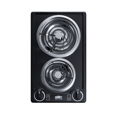 Accucold 220V 2-burner coil cooktop in black, made in the USA