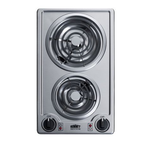 Accucold 220V 2-burner coil cooktop in stainless steel, made in the USA