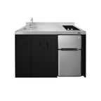 Accucold 54" wide all-in-one kitchenette with 2-burner 115V smooth-top cooktop, refrigerator-freezer, sink on left