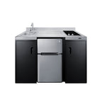 Accucold 54" wide ADA height all-in-one kitchenette with 2-burner 115V smooth-top cooktop, refrigerator-freezer, sink