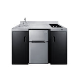 Accucold 54" wide ADA height all-in-one kitchenette with 2-burner 115V smooth-top cooktop, refrigerator-freezer, sink