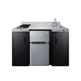Accucold 54" wide ADA height all-in-one kitchenette with 2-burner 115V smooth-top cooktop, refrigerator-freezer, sink
