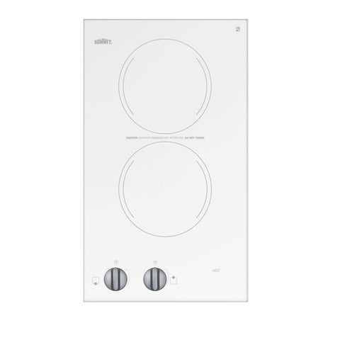 Accucold 230V 2-burner cooktop in white ceramic glass, made in Europe