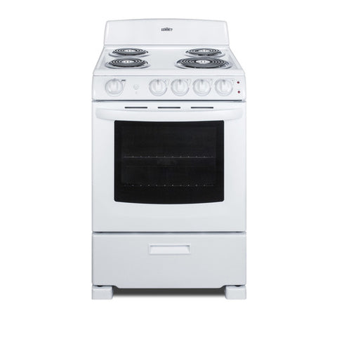 Accucold 24" Wide Electric Coil Top Range in White Finish with Oven Window