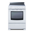 Accucold 24" Wide Smooth-top Electric Range in White, with Lower Storage Drawer and Oven Window