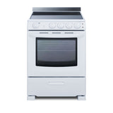 Accucold 24" Wide Smooth-top Electric Range in White, with Lower Storage Drawer and Oven Window