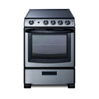 Accucold 24" Wide Smooth-top Electric Range in Stainless Steel, with Lower Storage Drawer and Oven Window