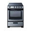 24" wide smooth-top electric range in stainless steel, with lower storage drawer and oven window