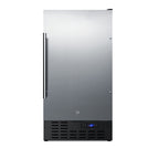 Accucold ADA compliant 18" wide frost-free freezer built-in or freestanding use, with SS door, black cabinet, lock, and