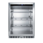 Accucold Outdoor built-in undercounter commercial glass door beverage center with stainless steel interior and exterior