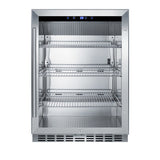 Accucold Outdoor built-in undercounter commercial glass door beverage center with stainless steel interior and exterior