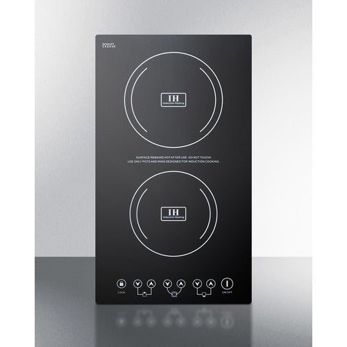 12" Wide 230V 2-Burner Induction Cooktop