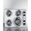 24" wide 4-burner cooktop with coil elements in chrome finish; made in the USA
