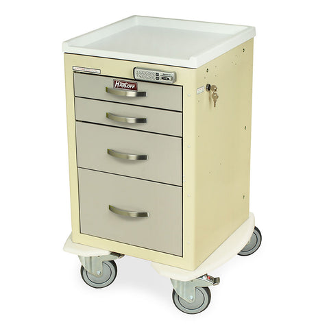Harloff M-Series Cart - Mini Width XShort Cabinet with 21" of Vertical Drawer Space, Basic Electronic Pushbutton Lock