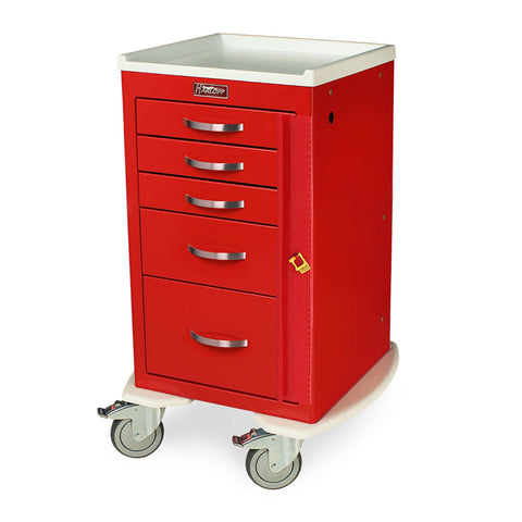 Harloff 5 Drawer Emergency Cart (Short Cabinet), Breakaway Lock, 100 Breakaway Seals. Standard Package; 3-3", 1-6", and