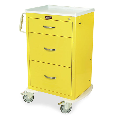Harloff 3 Drawer Standard Package Infection Control Cart, Key Lock, 1-6" and 2-12" Drawers. Includes Pontoon Bumpers