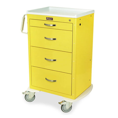 Harloff 4 Drawer Specialty Package Infection Control Cart, Key Lock, 1-3" and 3-9" Drawers; Includes Pontoon Bumpers