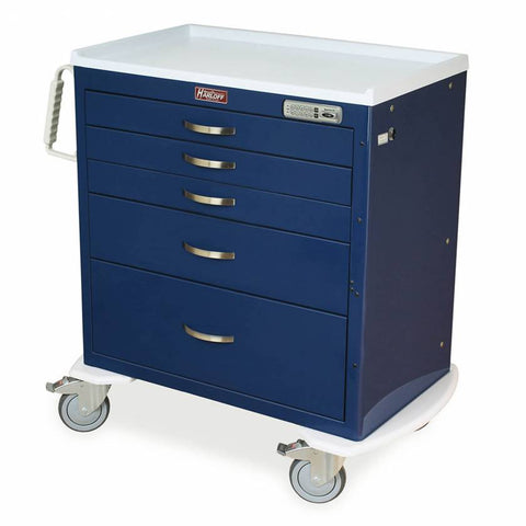 Harloff 5 Drawer Classic Workstation Cart (Short Cabinet), Standard Package, 3-3", 1-6", 1-9" Drawers, Basic Electronic