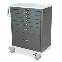 Specialty Package Key locking Monitor Cart, 3-3", 2-6", and 1-9" Drawers, Includes Pontoon Bumper and 5" Casters. Incl