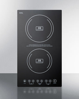 12" Wide 230V 2-Burner Induction Cooktop