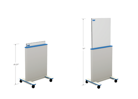 Adjustable Height Mobile Barrier 74" x 31" - available in Clear-Pb only